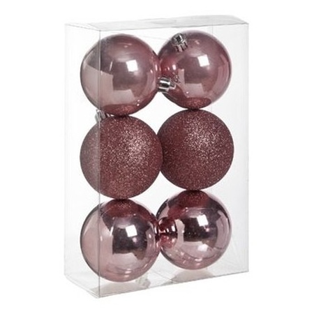 aantrekken Creatie tempel 6x Kunststof kerstballen glanzend/mat roze 8 cm kerstboom  versiering/decoratie bestellen? | Shoppartners.nl