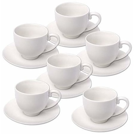 6x Espresso coffee cups and saucers set ceramic