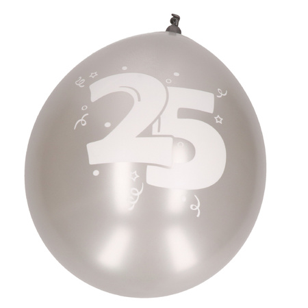 25 jaar thema ballonnen zilver 8x stuks