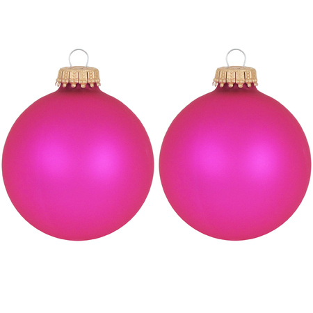 Krebs Kerstballen - bubbelgum roze - 8ST - glas - 7 cm - mat