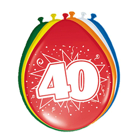 Feest ballonnen met 40 jaar print 16x + sticker