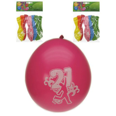 8x stuks party ballonnen 21 jaar verjaardag