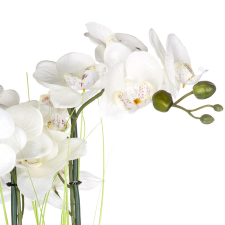 Atmosphera Orchidee bloem kunstplant - wit - H53 x B37 cm - in zilveren pot