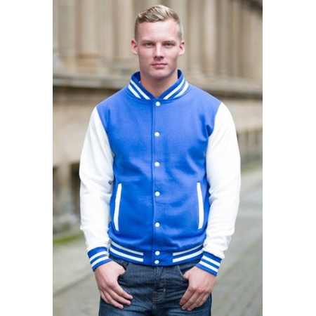 College jacket/vest blauw/wit voor heren