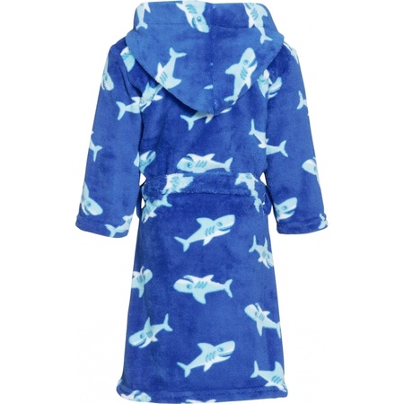 Fleece kinder badjassen/ochtendjassen blauw/haaien voor jongens/meisjes