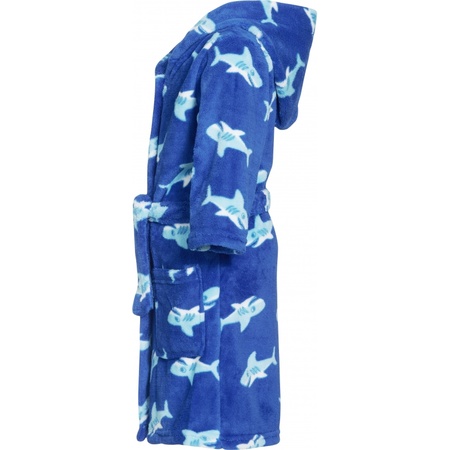 Fleece kinder badjassen/ochtendjassen blauw/haaien voor jongens/meisjes