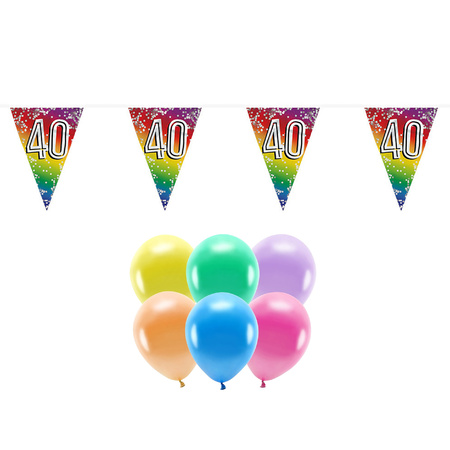 Boland Party 40e jaar verjaardag feest versieringen - Ballonnen en vlaggetjes