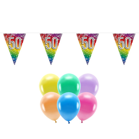 Boland Party 50e jaar verjaardag feest versieringen - Ballonnen en vlaggetjes