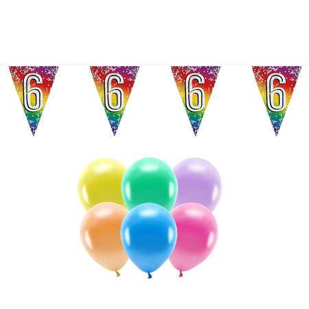 Boland party 6 years birthday decorations set - Balloons and guirlandes