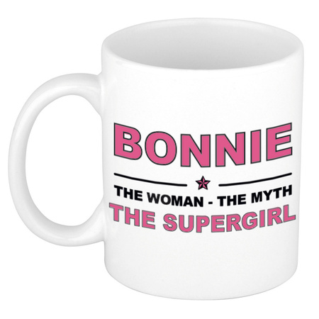 Naam cadeau mok/ beker Bonnie The woman, The myth the supergirl 300 ml