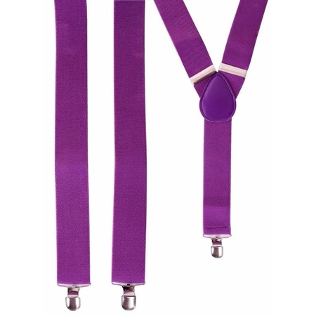 Carnaval outfit suspenders - purple - polyester - for adults - one size