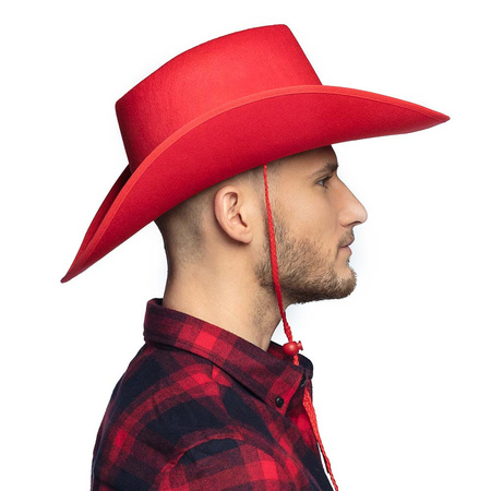 Boland Carnaval verkleed Cowboy hoed Billy Boy - rood - volwassenen - Western thema