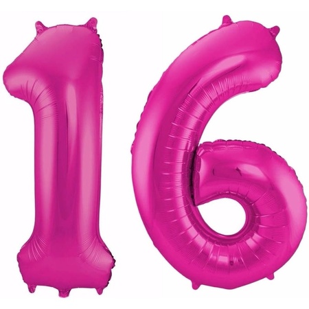 Number 16 balloon pink 86 cm