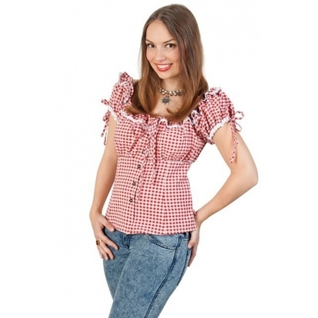Cowboy blouse red / white for ladies