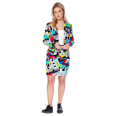 Ladies business suit with television print