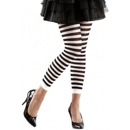 Striped panty white and black - stripes -  70 denier