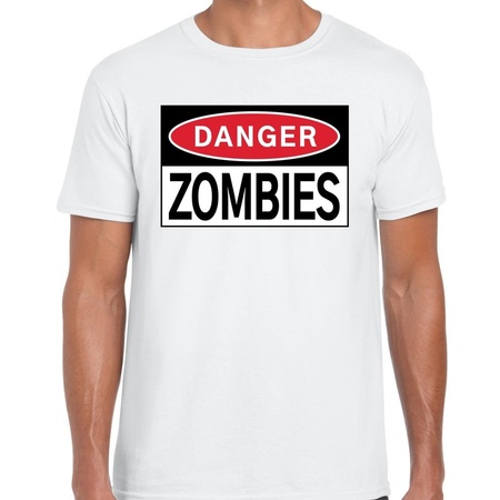 Danger Zombies Halloween wit voor heren