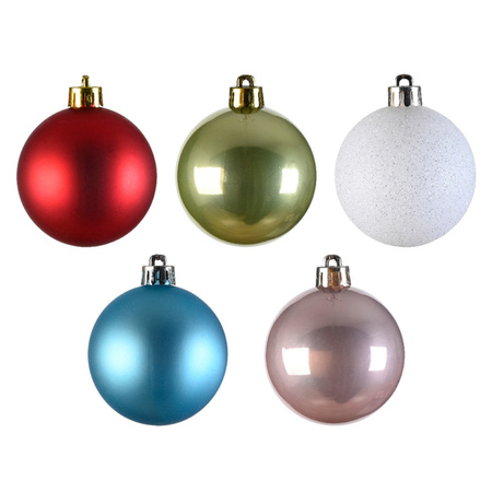 Decoris kerstballen - 30x - multi gekleurd - 6 cm -kunststof