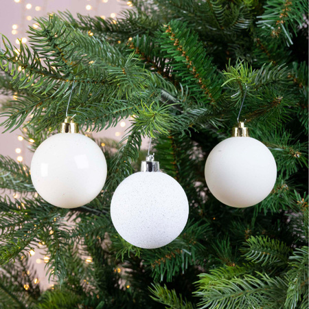 Plastic christmas baubles - 30x pcs - 4, 5 en 6 cm - wool white