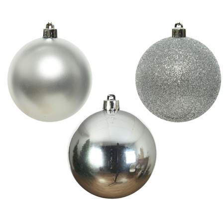 Decoris Kerstballen - 34x st - zilver - kunststof