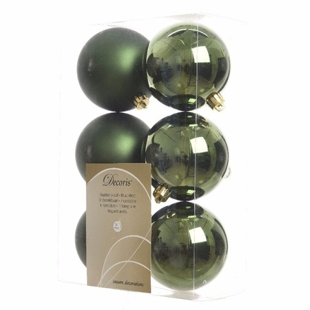 Kerstversiering kunststof kerstballen donkergroen 6-8-10 cm pakket van 44x stuks