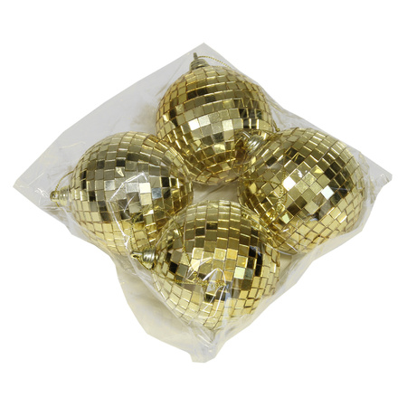 Large christmas baubles/decoration balls disco - 12x pcs - gold - 6 and 8 cm