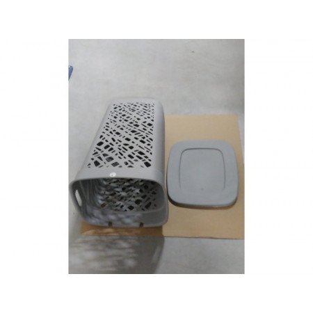 EDA Wasmand/wasbox met deksel - grijs - 60 liter - kunststof - L43 x B36 x H63 cm