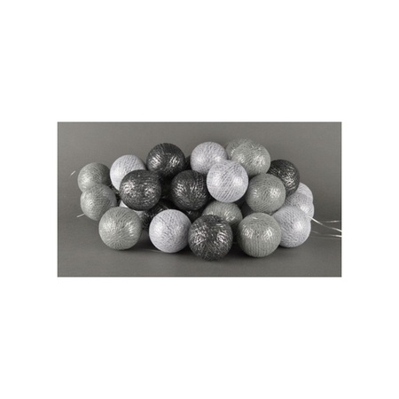 Lichtsnoer met wit/grijze Cotton Balls 378 cm
