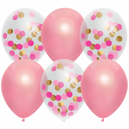 Feestversiering roze-mix thema ballonnen 12x stuks 30 cm
