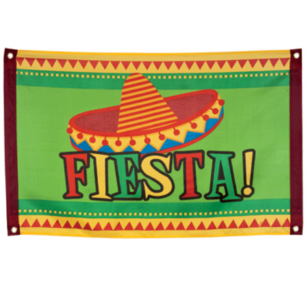 Fiesta flag with Mexican hat