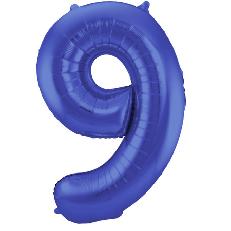 Folie ballon van cijfer 9 in het blauw 86 cm