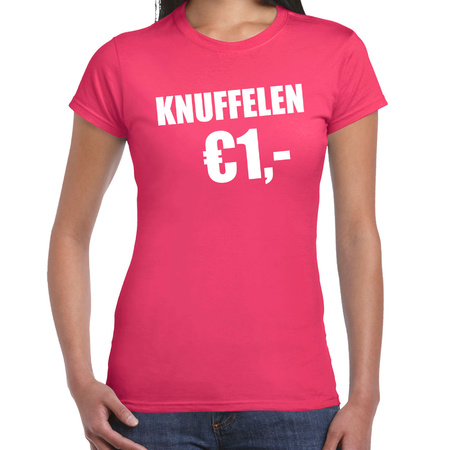 Roze 1 euro fun - feest t-shirt voor dames | Shoppartners.nl