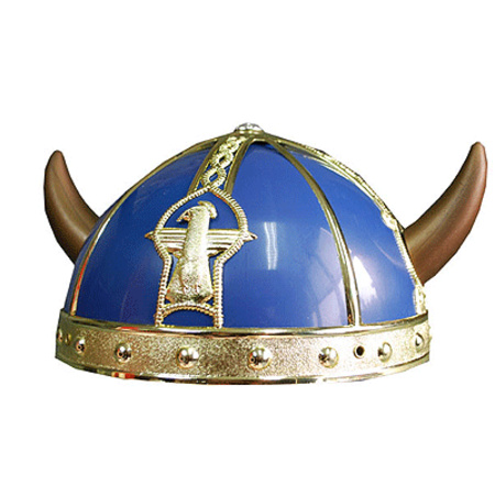 Gallier/Vikingen verkleed helm blauw met hoorns