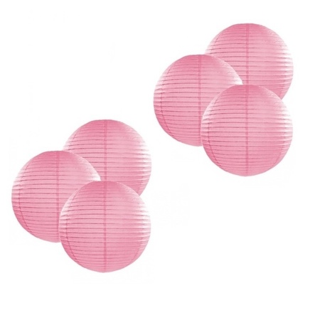 Geboorte versiering lampionnen roze 6x