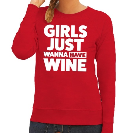 Girls just wanna have Wine fun sweater rood voor dames