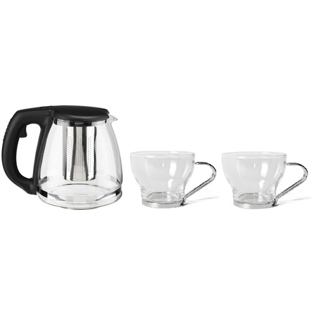 Glass  teapot 1,2 liters with filter and 6x tea glasses