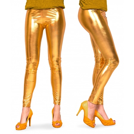 Metallic legging goud