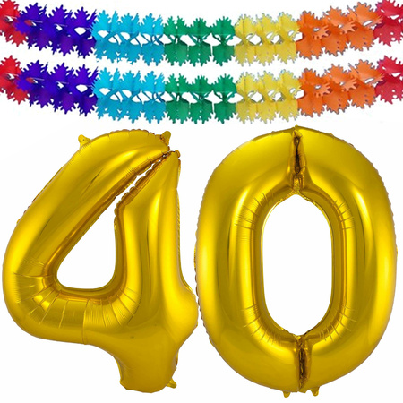 Beschuldiging Kameraad Wreedheid Leeftijd feestartikelen/versiering grote folie ballonnen 40 jaar goud 86 cm  + slingers bestellen? | Shoppartners.nl