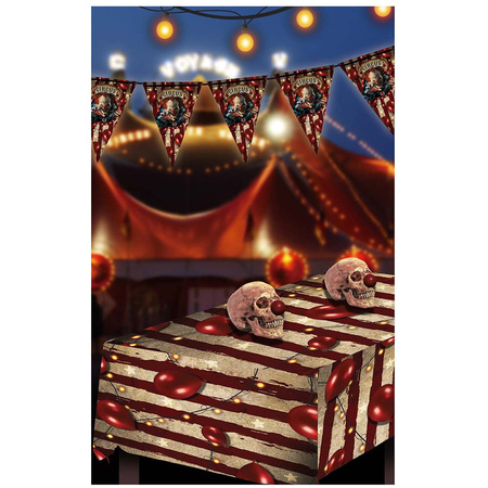 Halloween/horror thema vlaggenlijn - horrorclown circus - 400 cm - incl. 10x ballonnen zwart