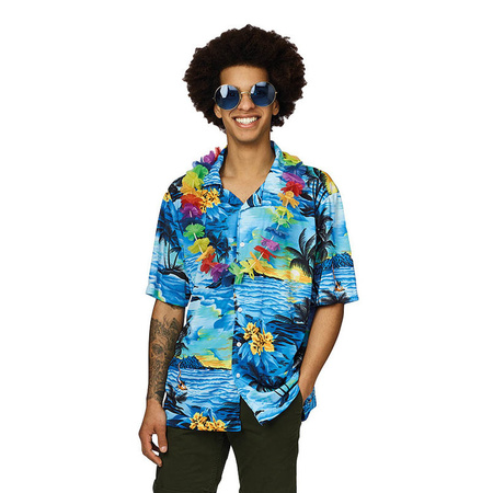 Kleding Herenkleding Overhemden & T-shirts Overhemden Bruine en Lichtgroene Palmen Groene XL Gotcha Sport Katoen Hawaiian Aloha Shirt met een Beige Achtergrond en Groenblauwe 