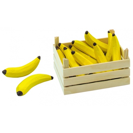 Speelgoed bananen in houten kist 13 x 10 cm
