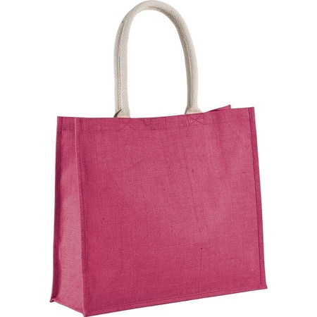 Jute fuchsia pink beachbag 42 cm