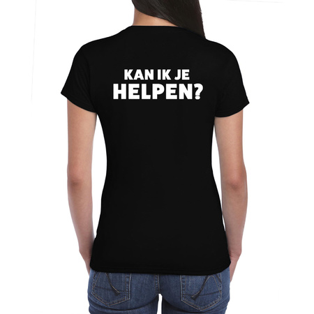 Kan ik je helpen t-shirt zwart voor beurzen en evenementen voor dames