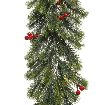 Schildknaap halsband lanthaan Kerst dennenslinger guirlande groen met verlichting en decoratie 30 x 180  cm bestellen? | Shoppartners.nl