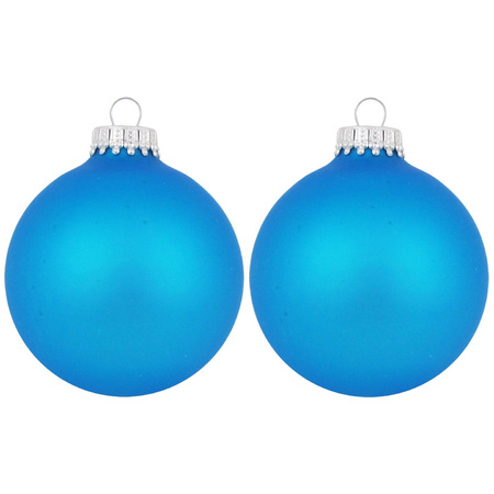 Krebs kerstballen - 6x st - blauw - 7 cm - glas - intens blauw