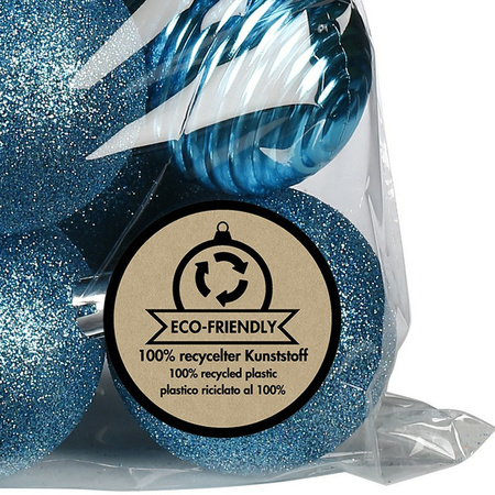 Inge Christmas kerstballen en hangers -30x -kunststof -turquoise