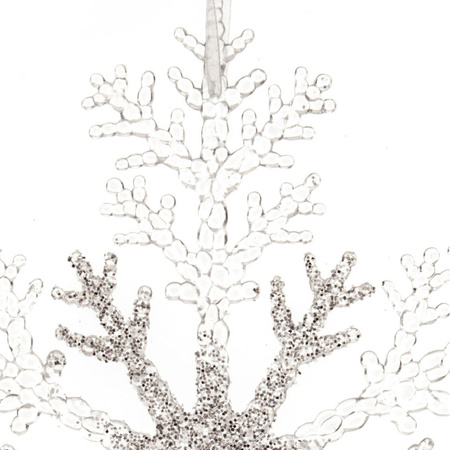 Kerstboomdecoratie hanger sneeuwvlok zilveren glitters 21 cm