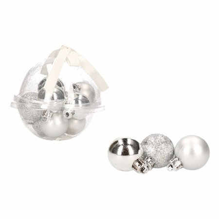 12x-delige mini kerstballenset zilver 3 cm