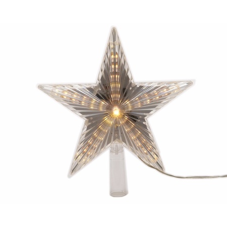 Lichtgevende ster kerstboom piek 22 cm warm wit