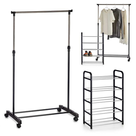 Clothes rack with matching 4-layer metal shoe rack